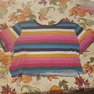 Multicolor striped cropped t-shirt